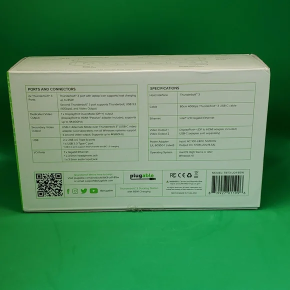 Plugable Thunderbolt 3 Docking Station DisplayPort or HDMI - Picture 2 of 10